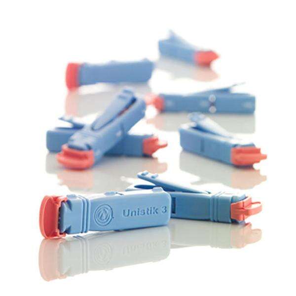 Lancet Unistik 3 18gx1.8mm Dual Flow Sterile Blue Incision Device 200/Bx